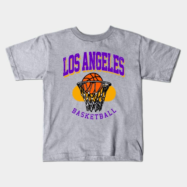 Vintage Los Angeles Basketball Kids T-Shirt by funandgames